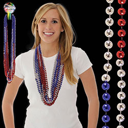 Silver The Dreidel Company Patriotic Mardi Gras Beads Red 33 inch 7mm and Blue